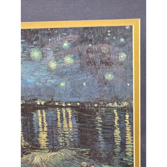 Framed Van Gogh Starry Night Over‎ The Rhone Lithograph Portal Pub. 11x14 Litho - Picture 4 of 15